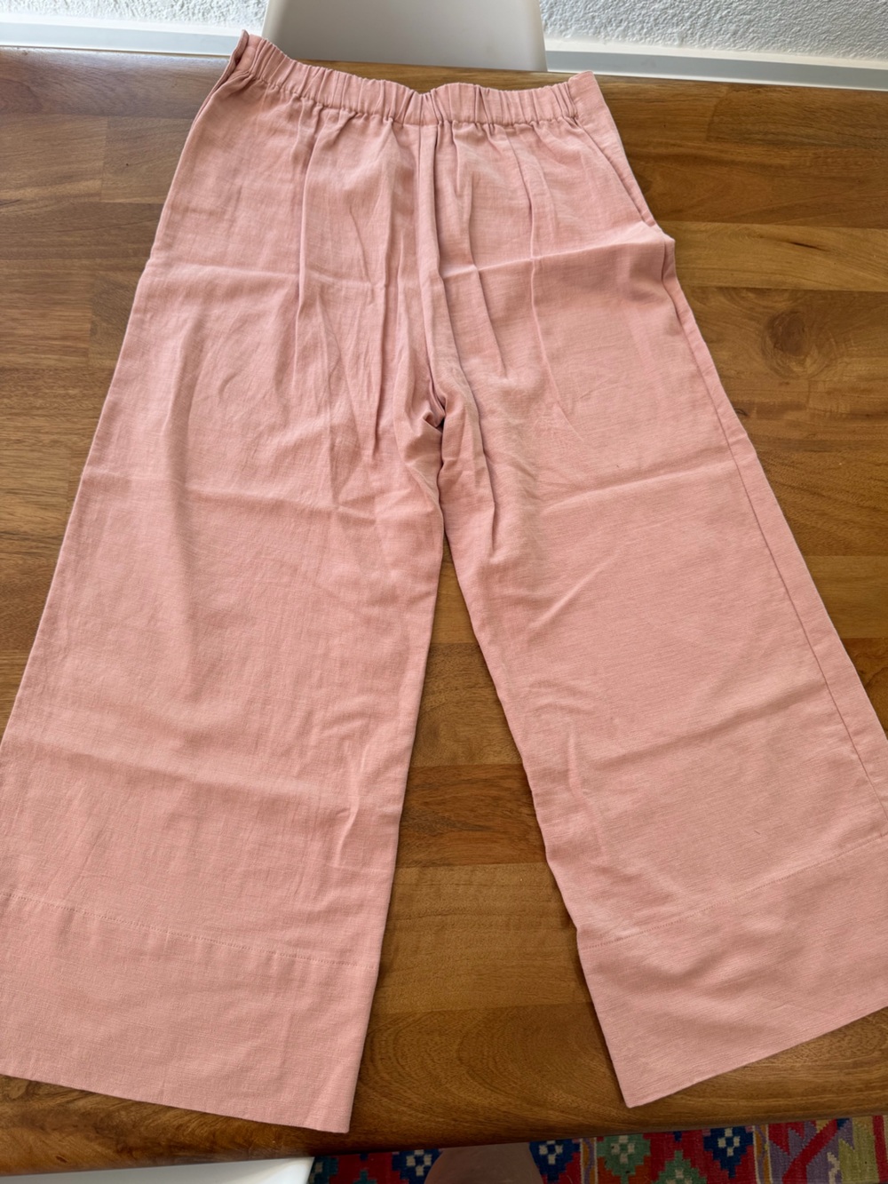 Good Luck Gem Linen Blend Dusty Rose High-rise Crop Wide Leg Lants Size Large - Picture 6 of 9